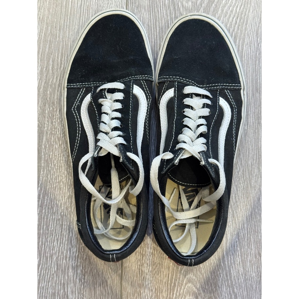 Vans‎ Old Skool Womens 9 Black White Suede Canvas Skate Shoes Low Top Sneakers